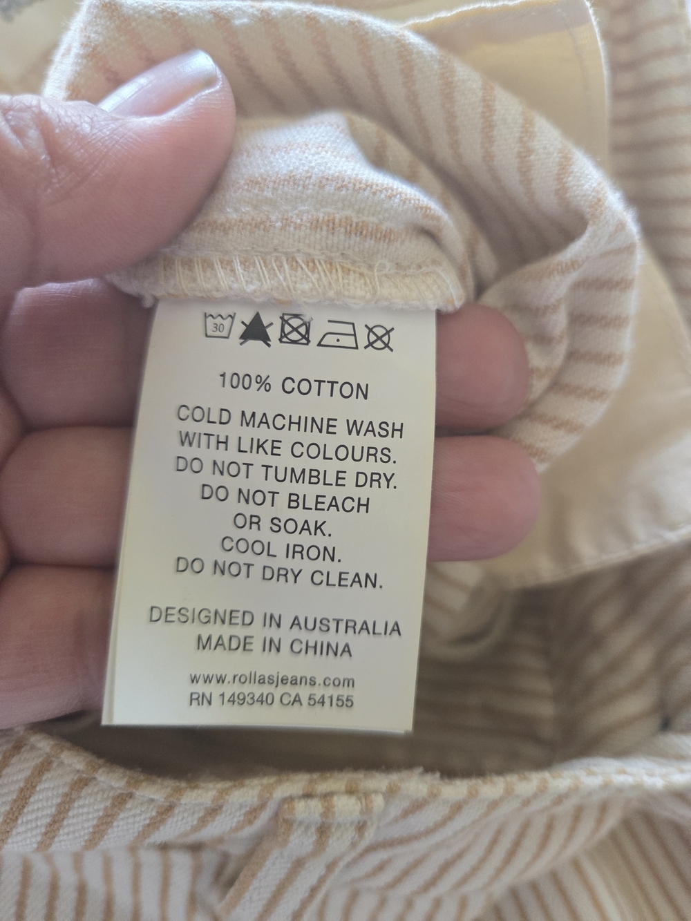 ROLLA'S | Old Mate Cream Pinstripe Cropped Wide-Leg Pants - Picture 6 of 11